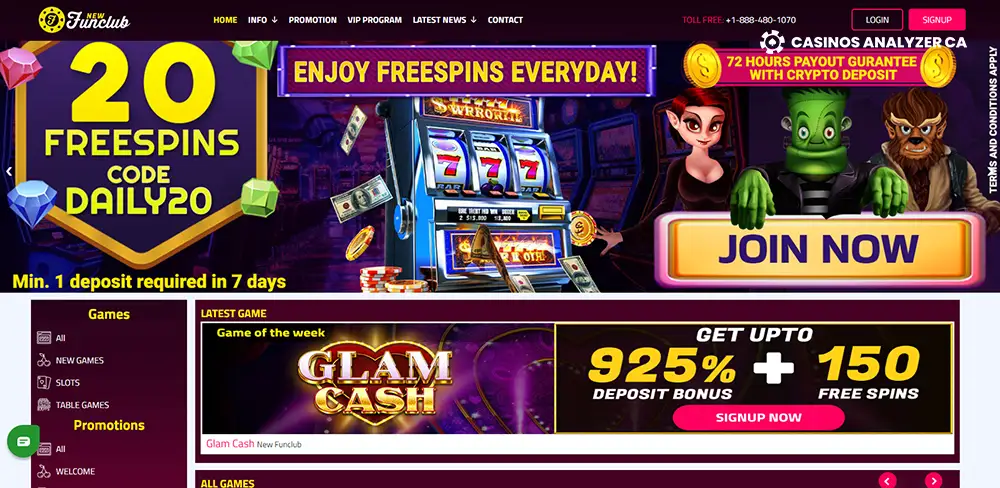 New Fun Club after activating new fun club casino no deposit bonus