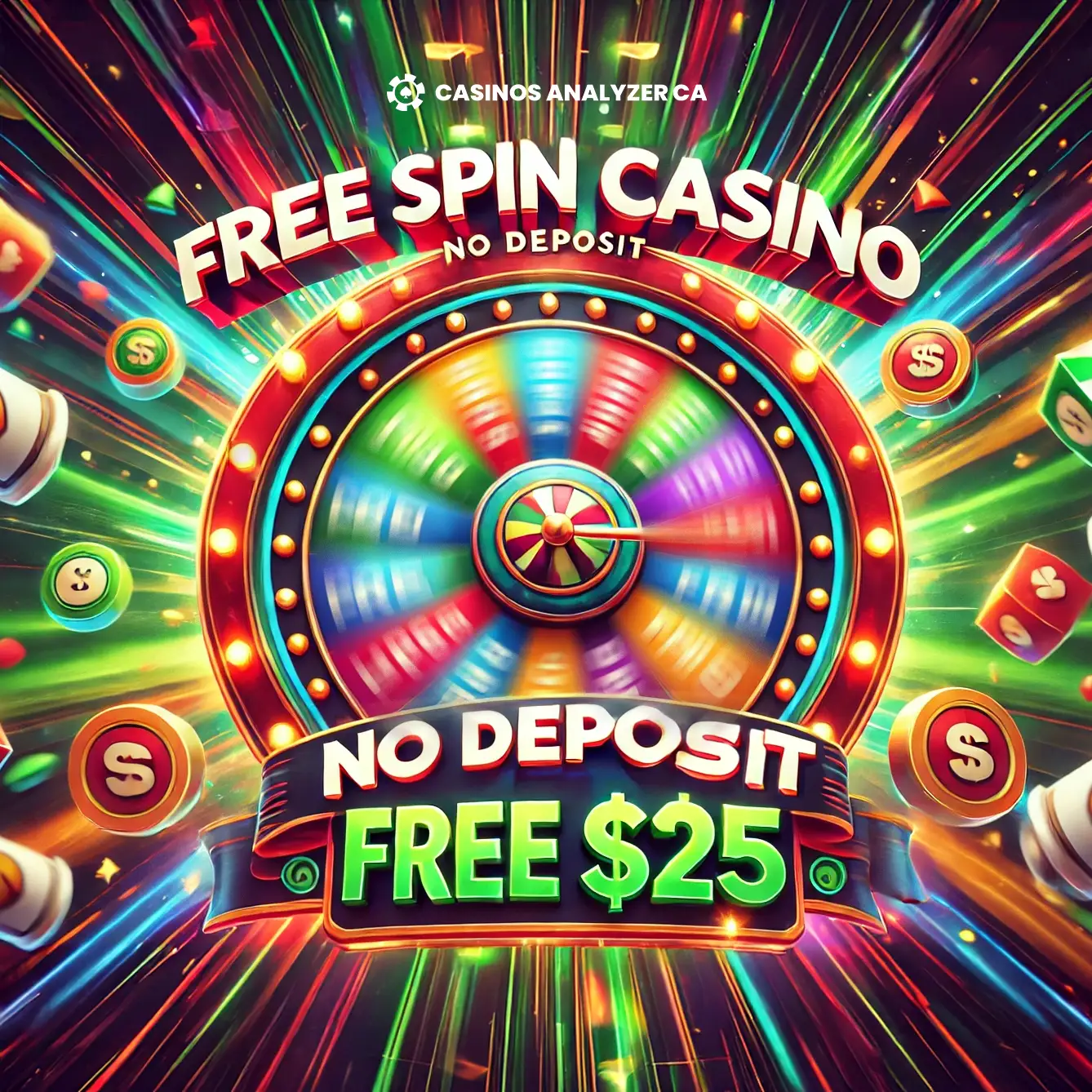 Free Spin Casino No Deposit Free  on wheel, surrounded by Canadian players