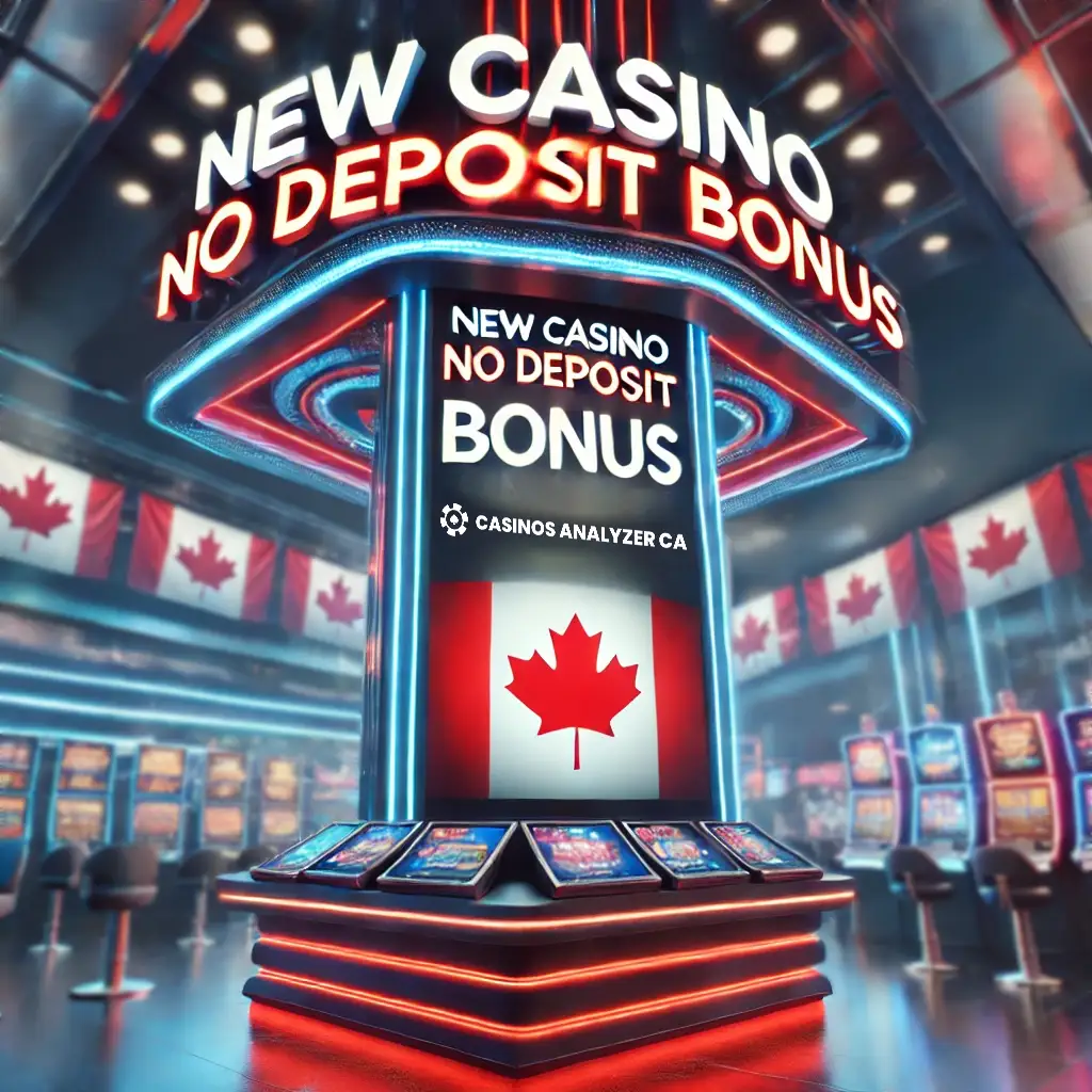 Banner advertising New Casino No Deposit Bonus with modern Canadian elements