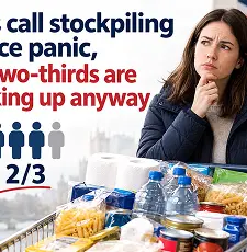 Brits call stockpiling advice panic, but two-thirds are stocking up anyway