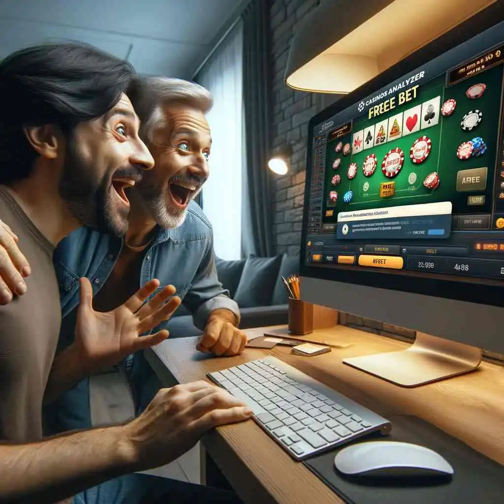 Joyful men get free bet no deposit from casinos analyzer