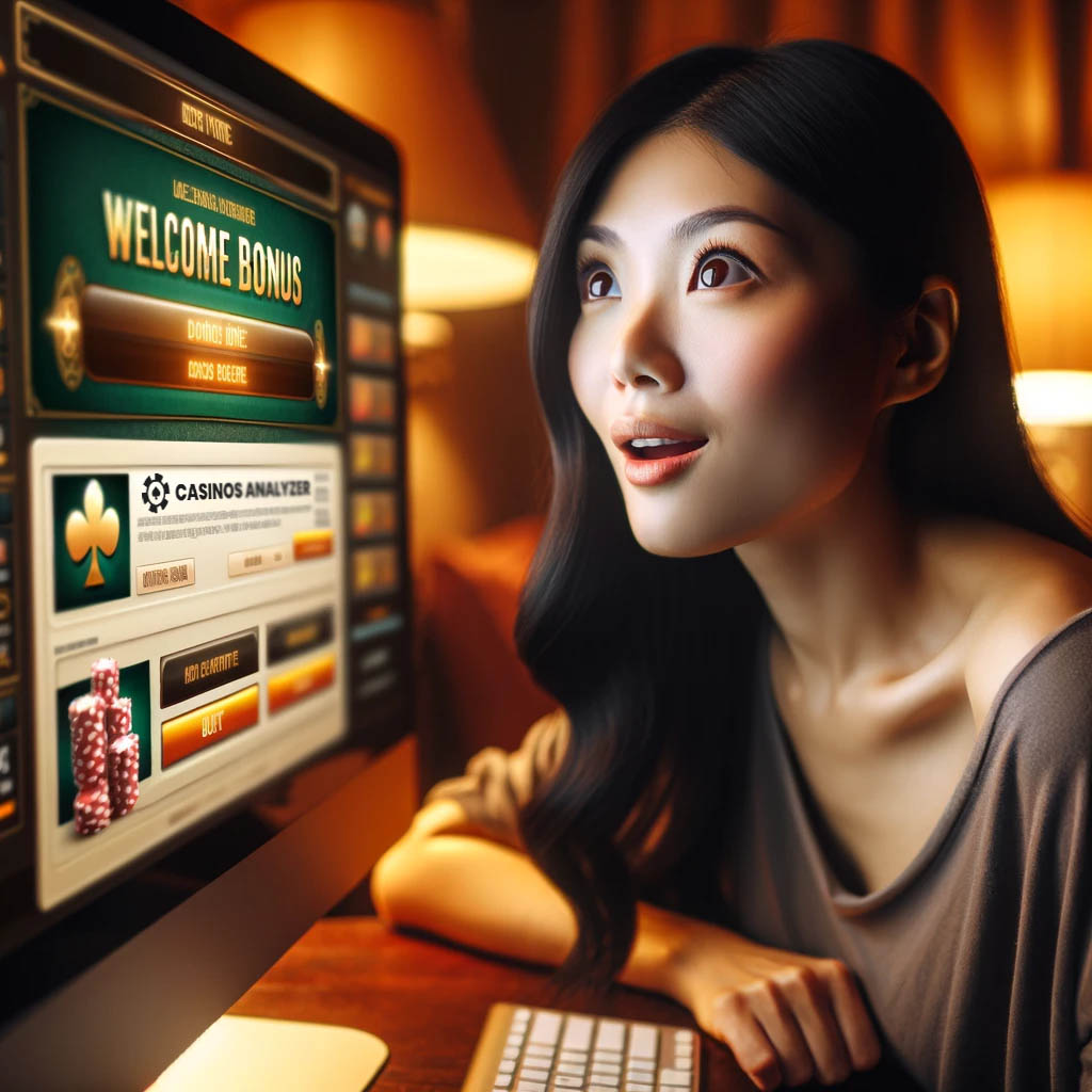 Asian woman gets free welcome bonus no deposit required from casinos analyzer
