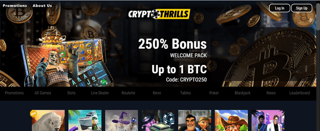 Crypto Thrills first screen