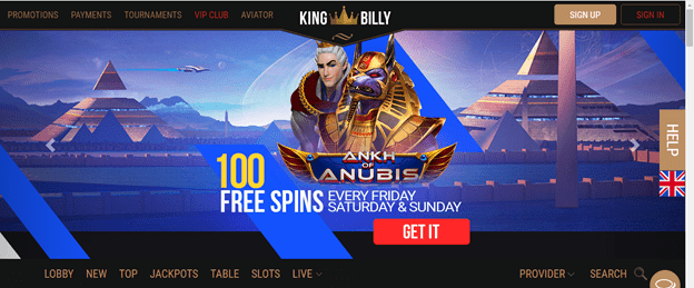 king billy casino  free spins code