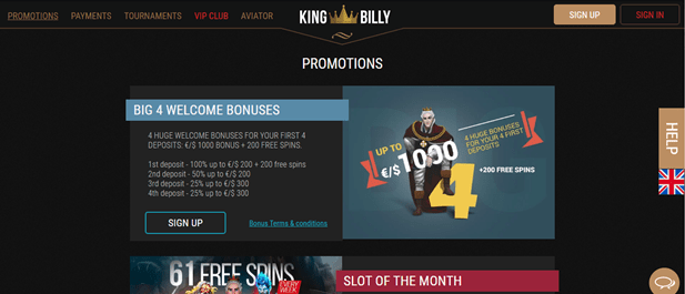 king billy promo code no deposit