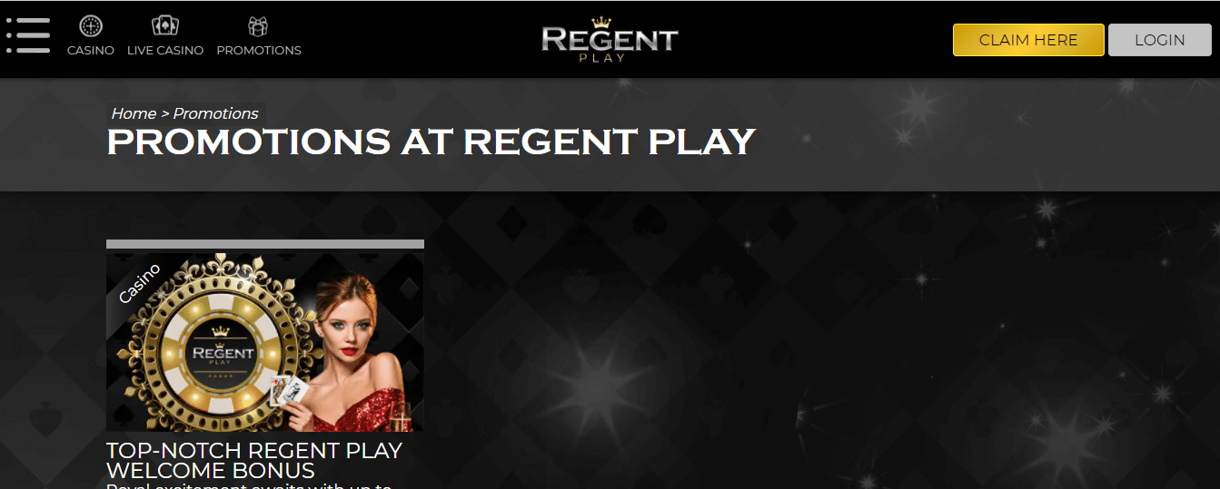 RegentPlayCasino First Screen