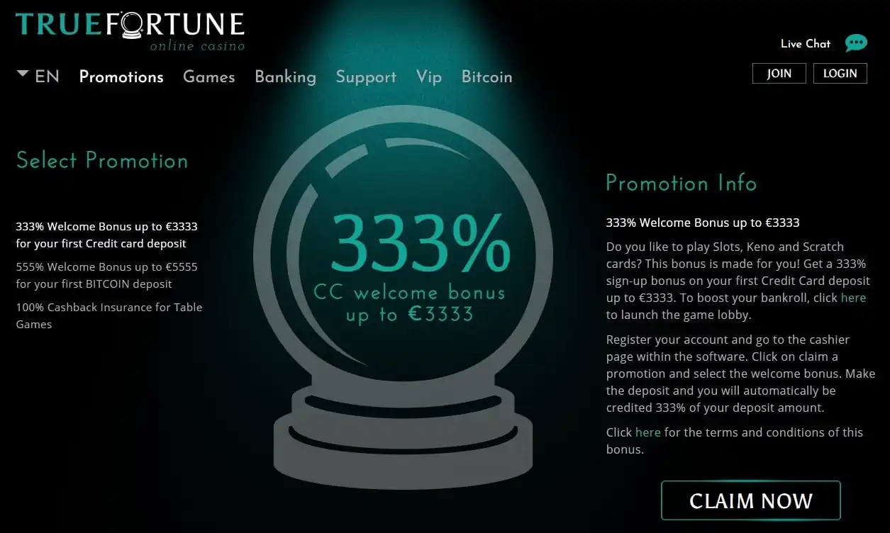 True fortune 333 bonus