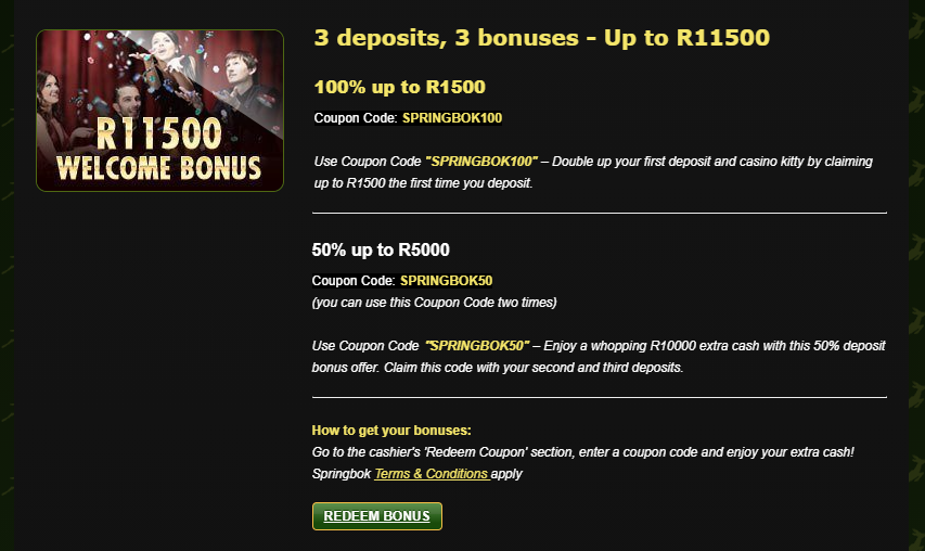 Springbok bonuses