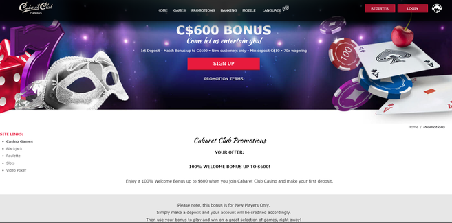 Cabaret Club Casino No Deposit Bonus Codes 2023 - CasinosAnalyzer