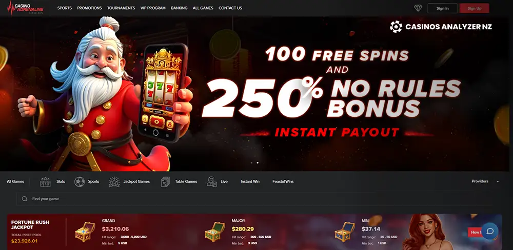 Casino Adrenaline No Deposit Bonus Screenshot