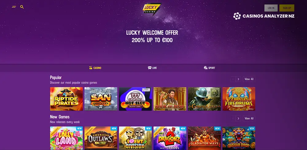 Lucky Casino No Deposit Bonus Screenshot