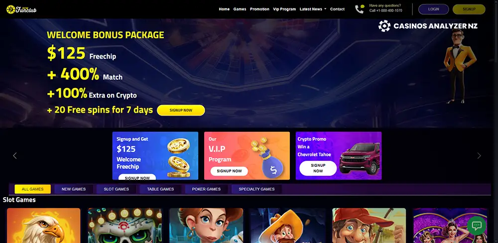 New Fun Club Casino No Deposit Bonus Screenshot