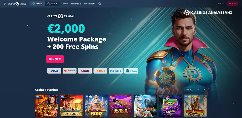 Platin Casino No Deposit Bonus Screenshot
