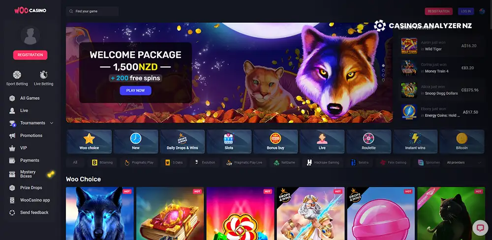 Woo Casino No Deposit Bonus Screenshot