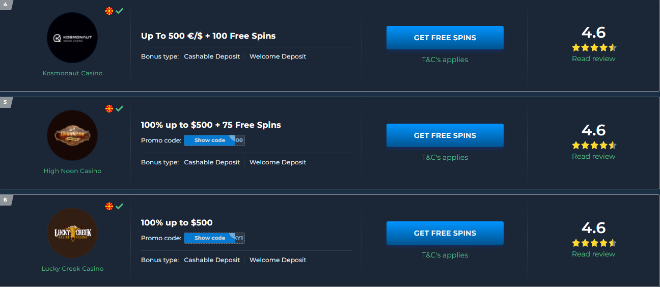 casino Free Spin no deposit bonus