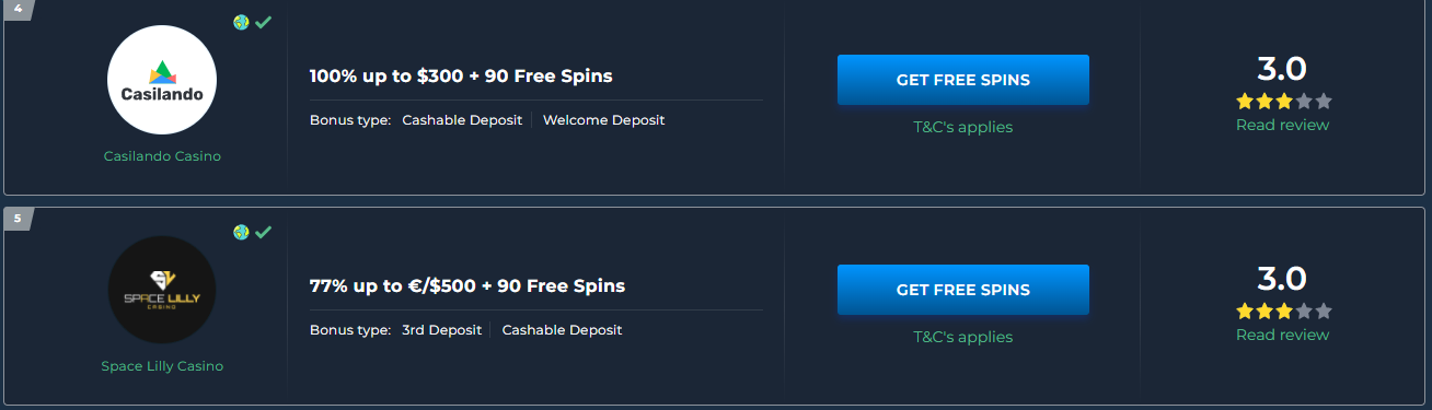 Totally free Spins 777spinslots.com Related Site No-deposit Bonuses