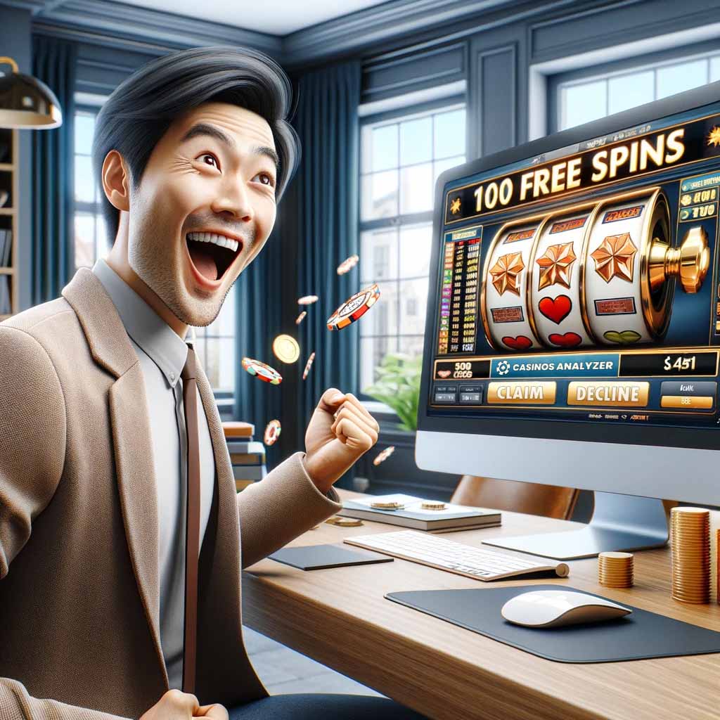Asian man gets 100 free spins no deposit from casinos analyzer