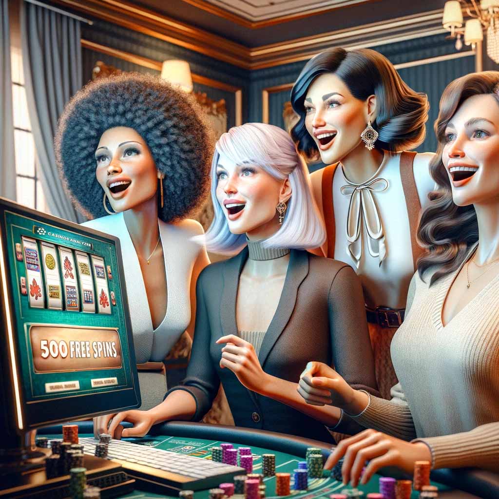 Happy women get 500 free spins no deposit from casinos analyzer