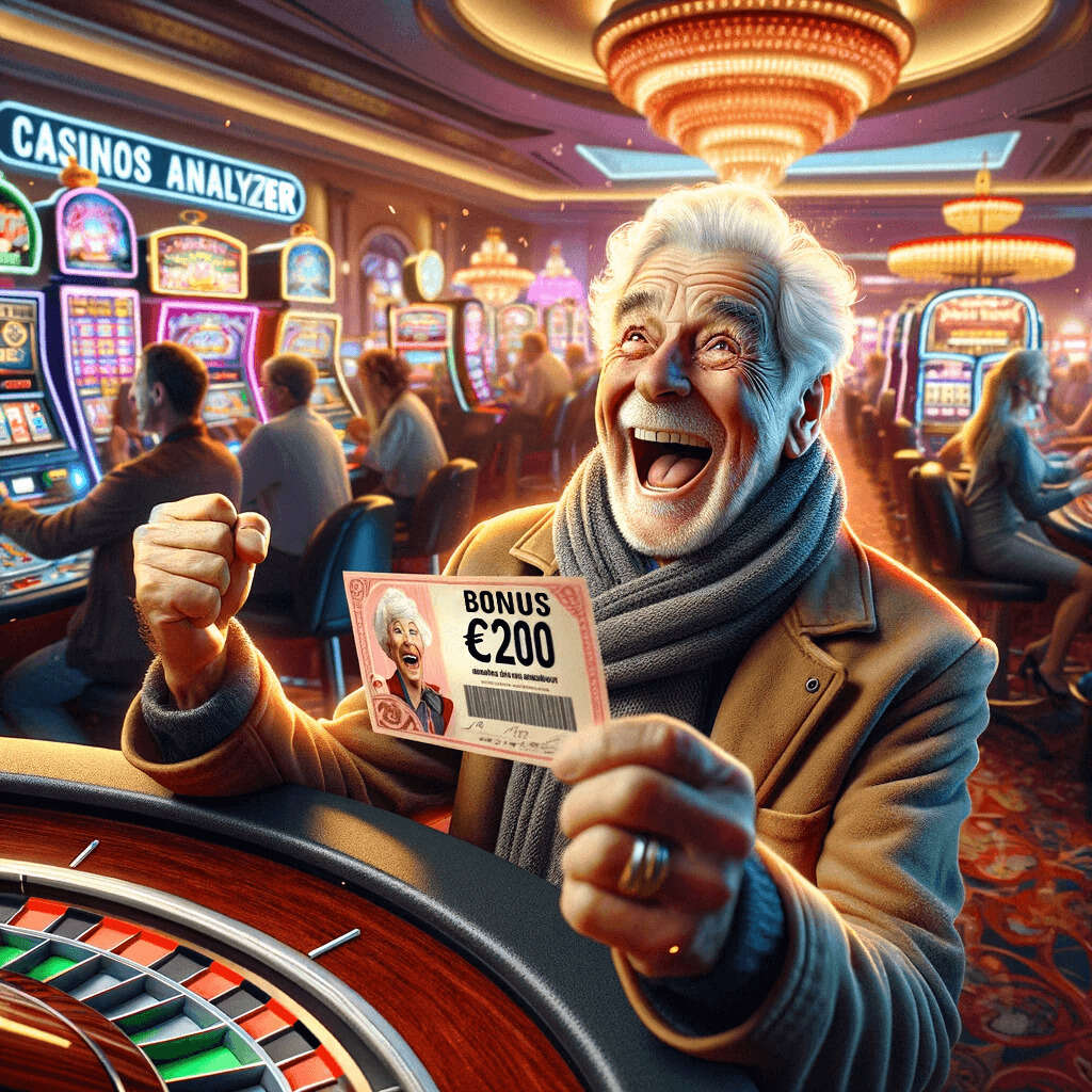 Senior man gets bonus 200 euro from casinos analyzer
