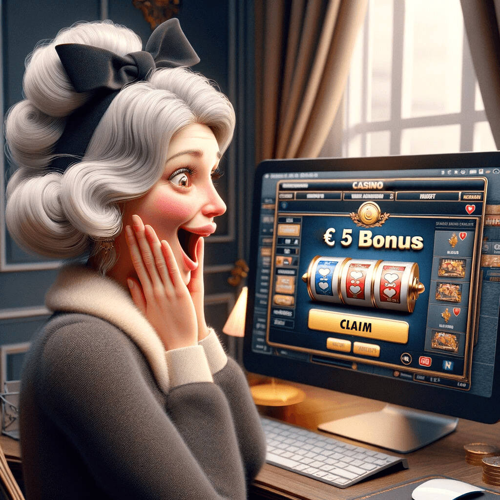 Happy woman gets 5€ no deposit bonus from casinos analyzer