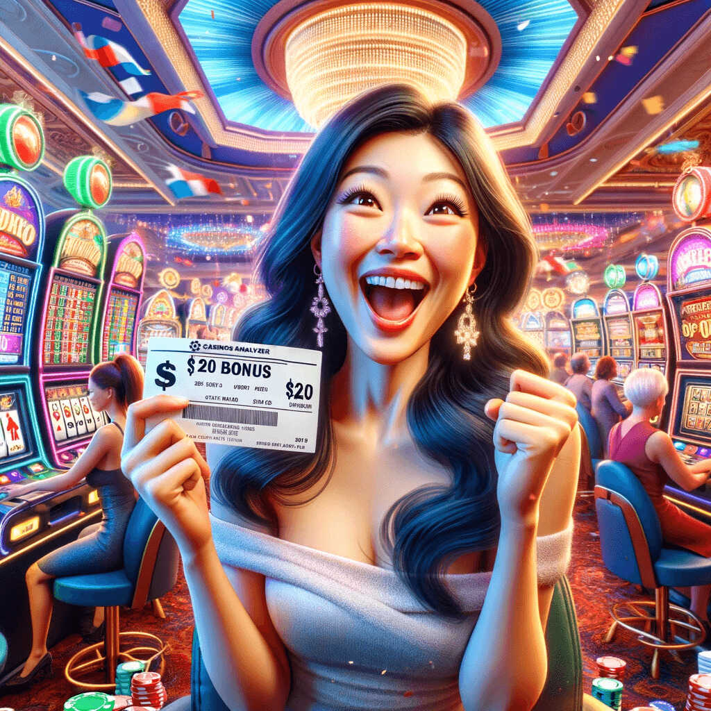 Asian woman gets  no deposit bonus from casinos analyzer