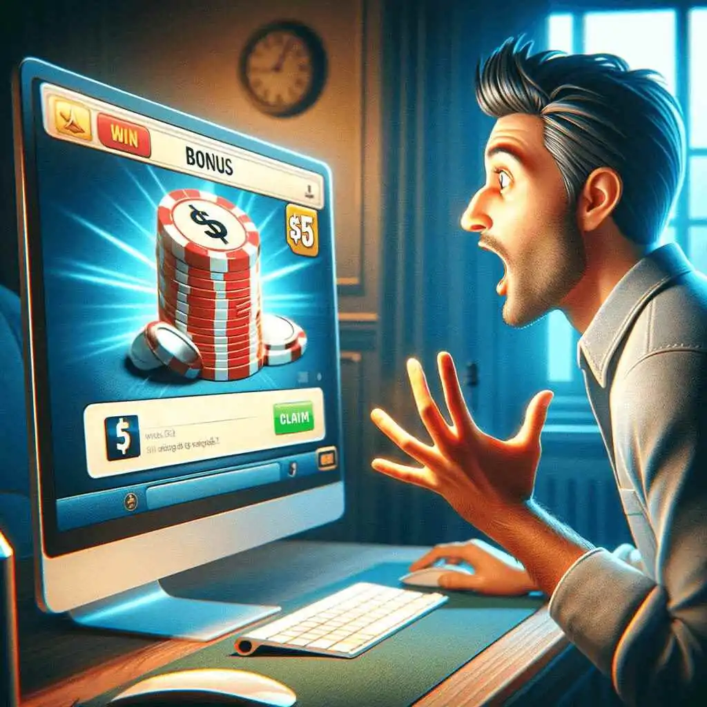 Young man gets $5 no deposit bonus usa