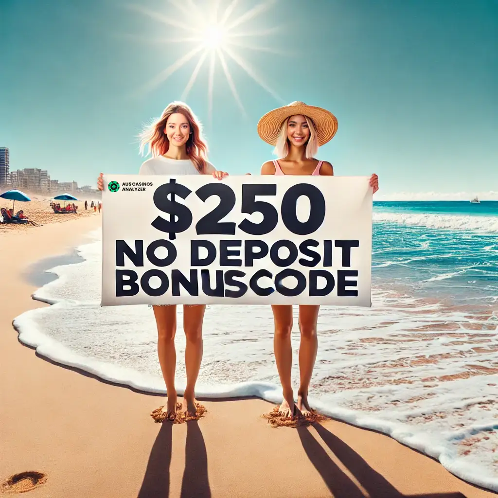 250$ no deposit bonus casino displayed by two women near the ocean