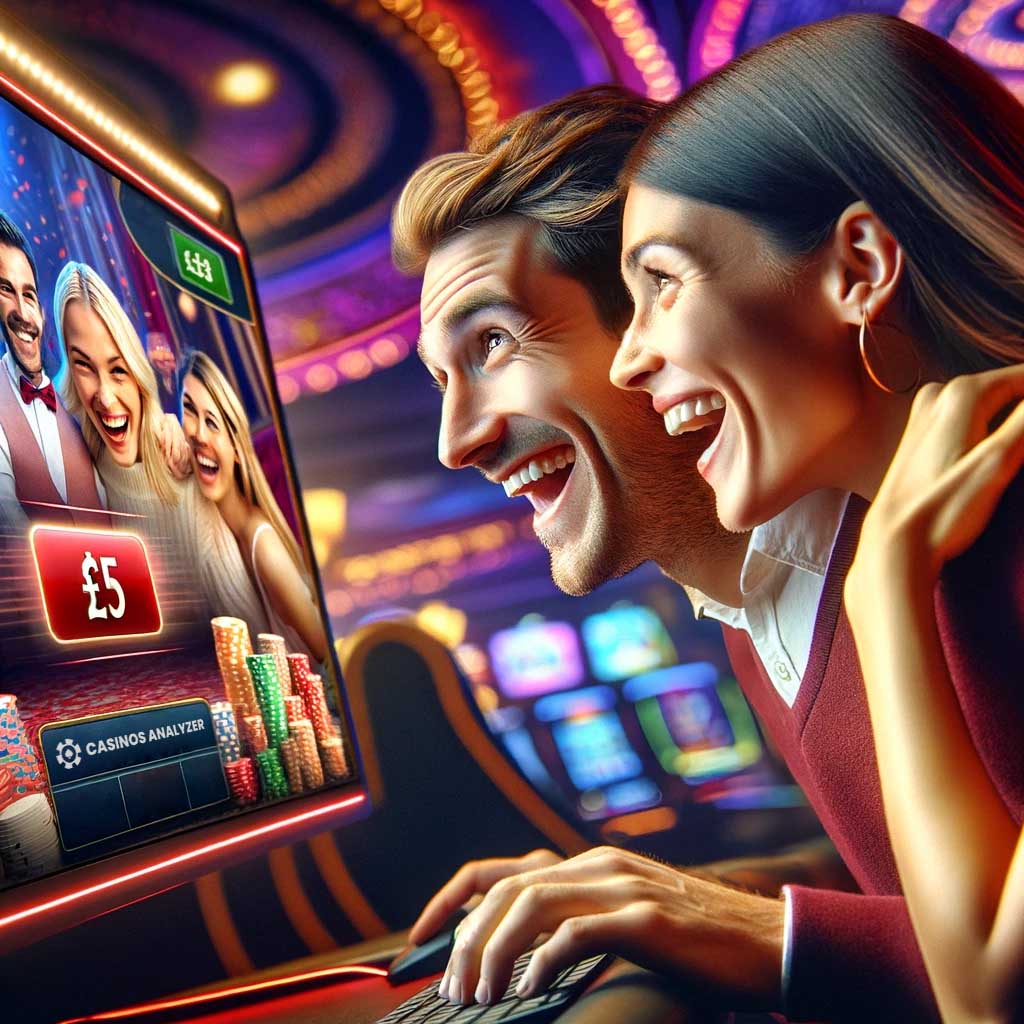 Couple is excited joining £5 deposit casino live by using casinos analyzer bonus
