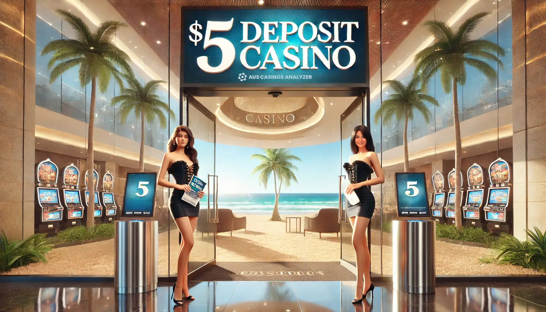 Beachside  Deposit Casino Australia by AusCasinosAnalyzer with hostesses welcoming guests inside