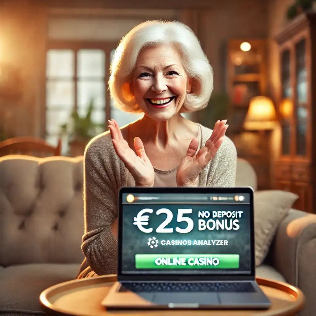 Senior lady is lucky to find 25 euro no deposit bonus code