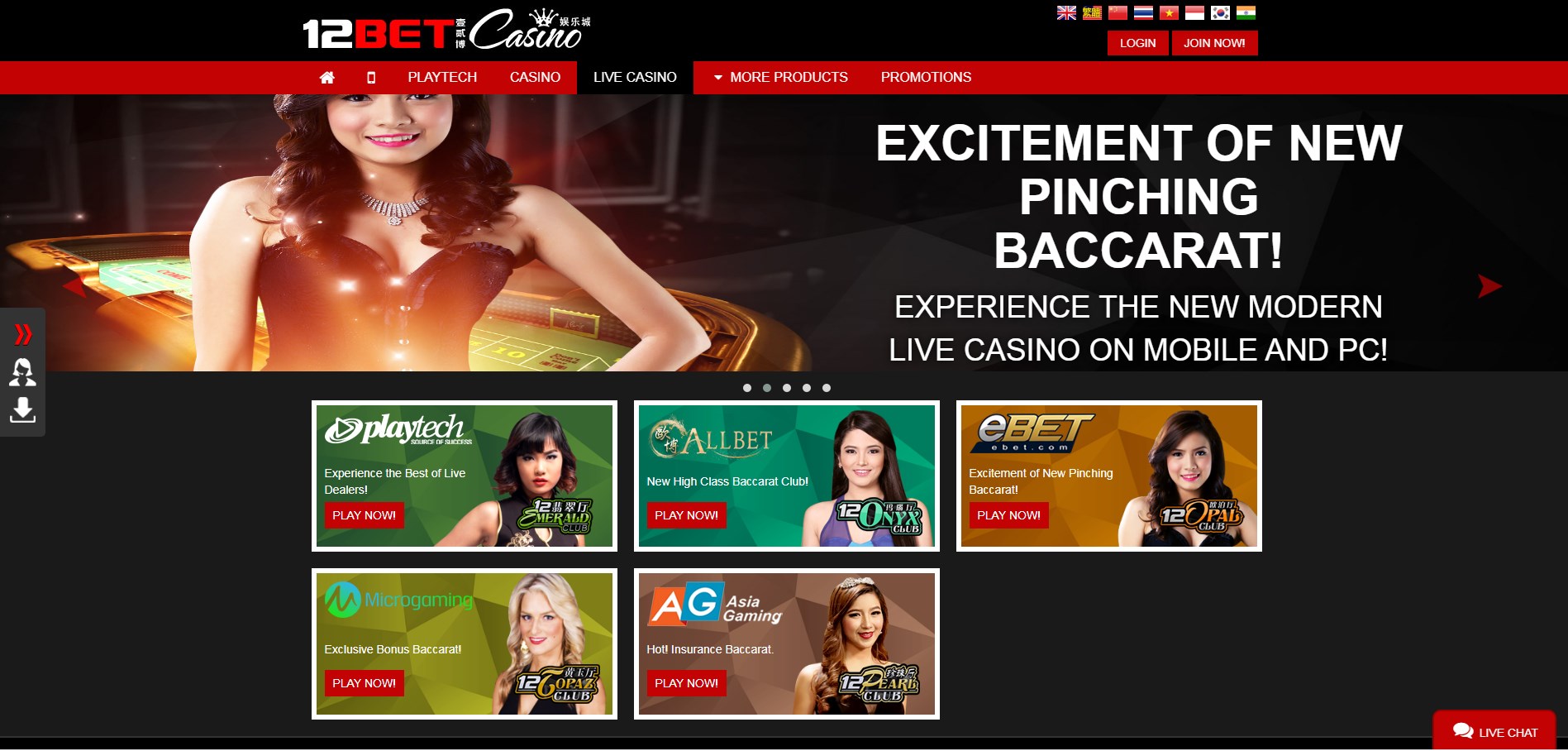 12 Bet Casino Live Dealer Games