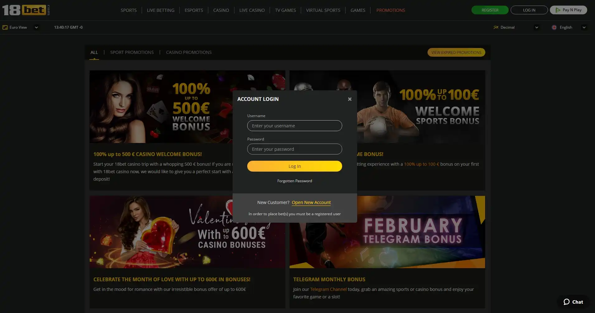 18Bet Casino Login