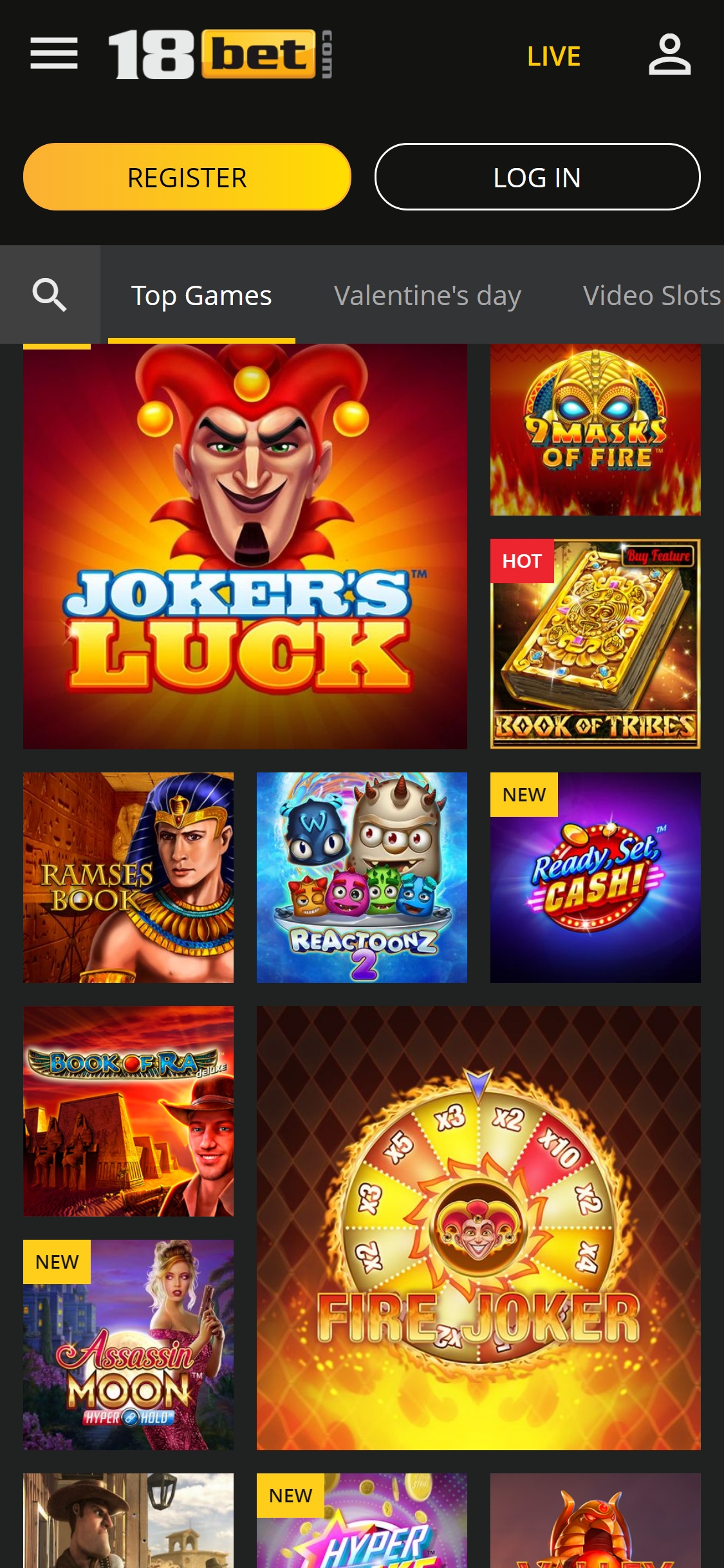 18Bet Casino Mobile Games Review