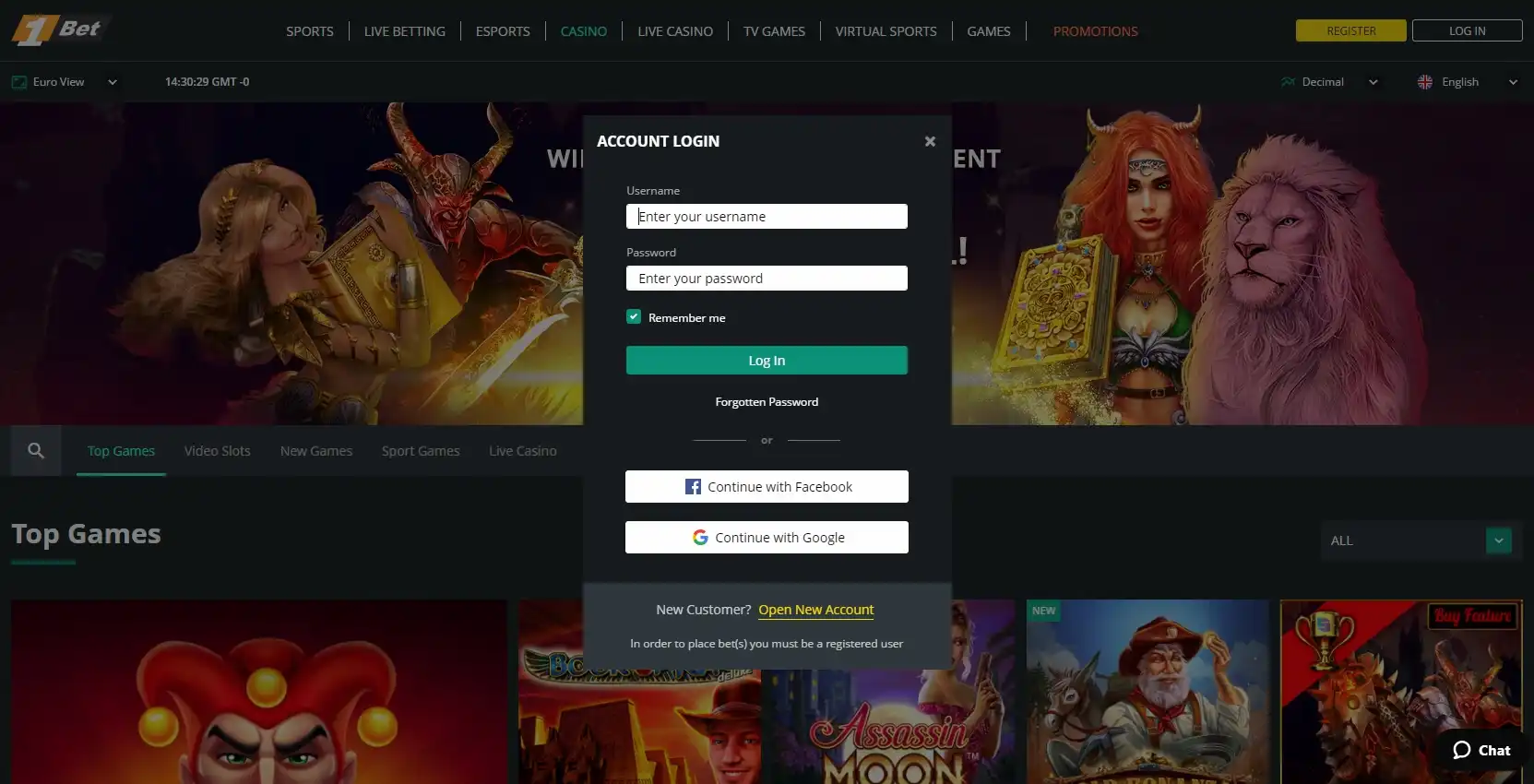 1Bet Casino Login