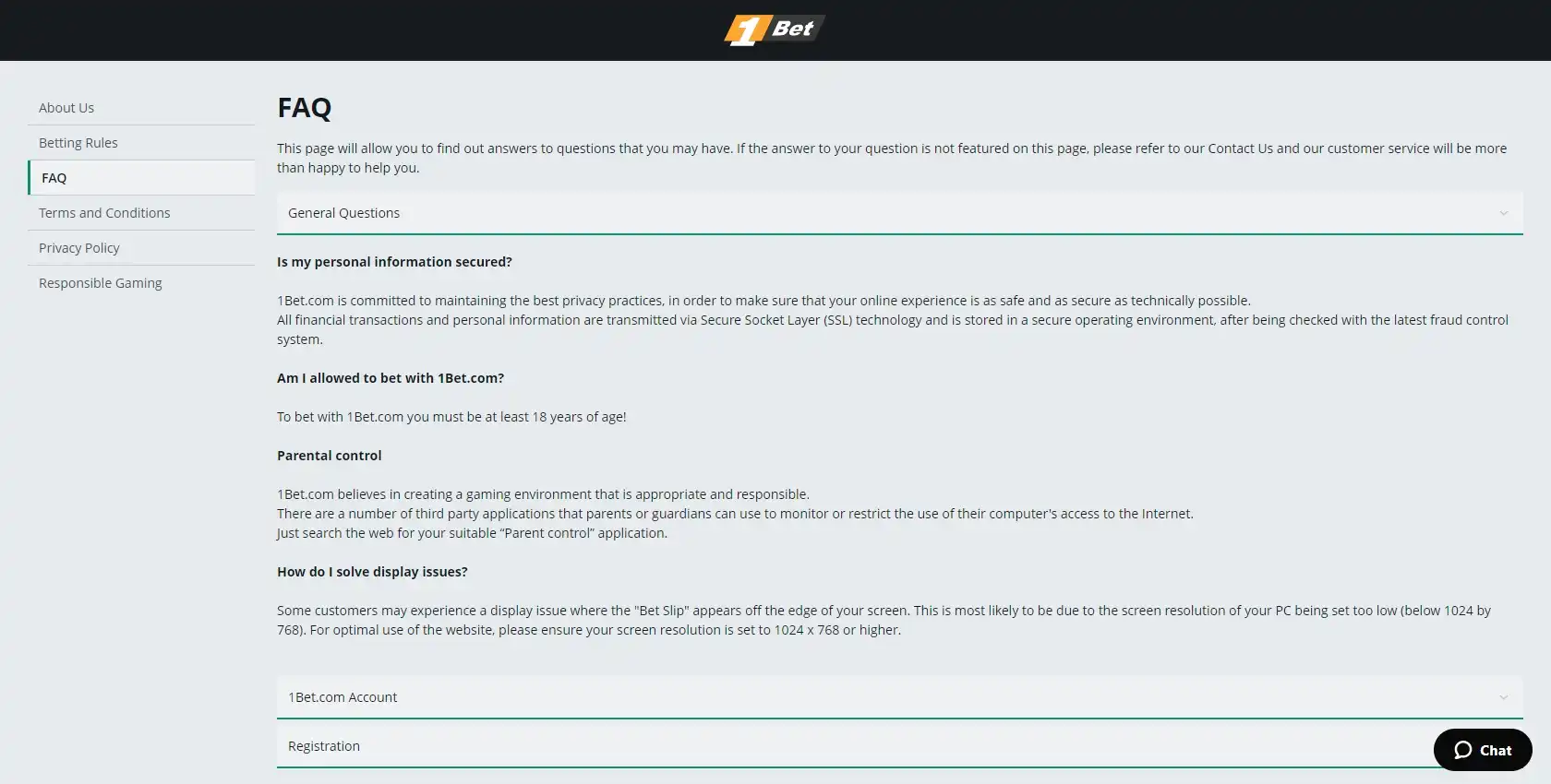 1Bet Casino Support