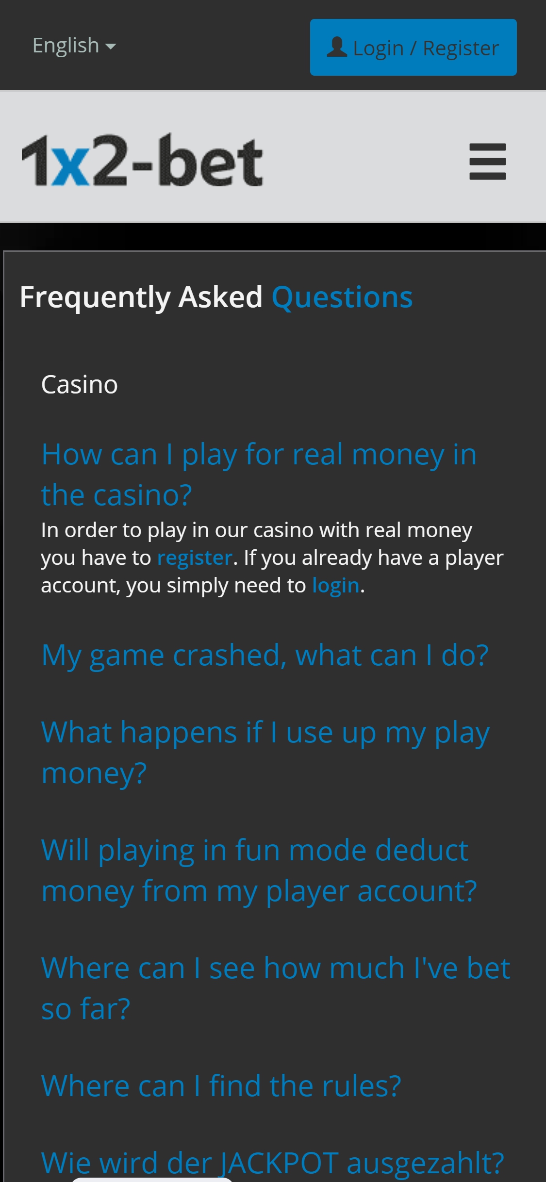 1 X 2 Bet Casino Mobile Support Review