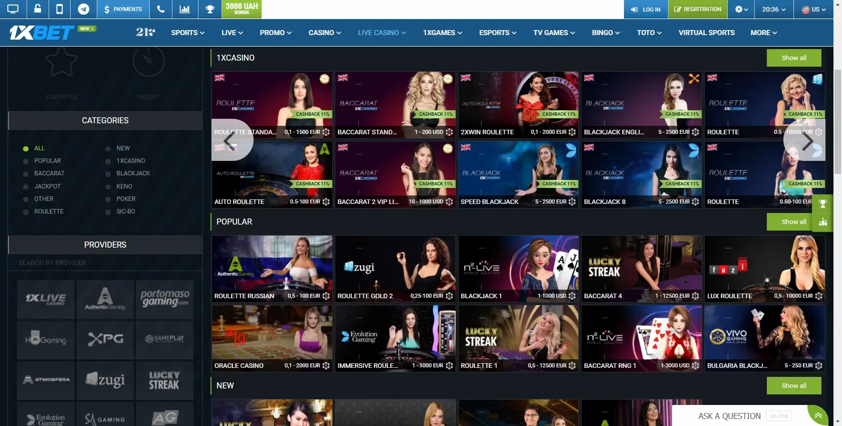 1Xbet Casino Live Dealer Games