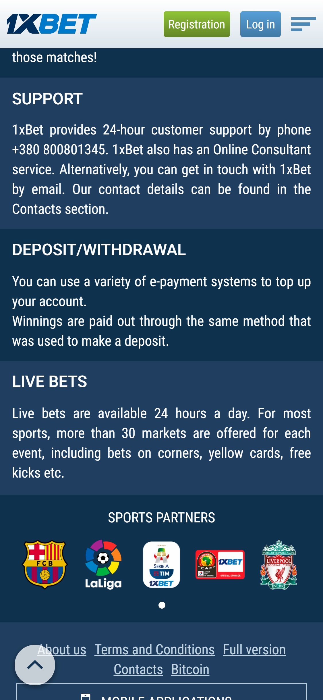 1Xbet Casino Mobile Support Review