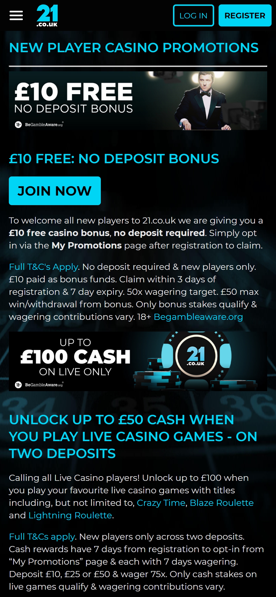 21.co.uk Casino Mobile No Deposit Bonus Review