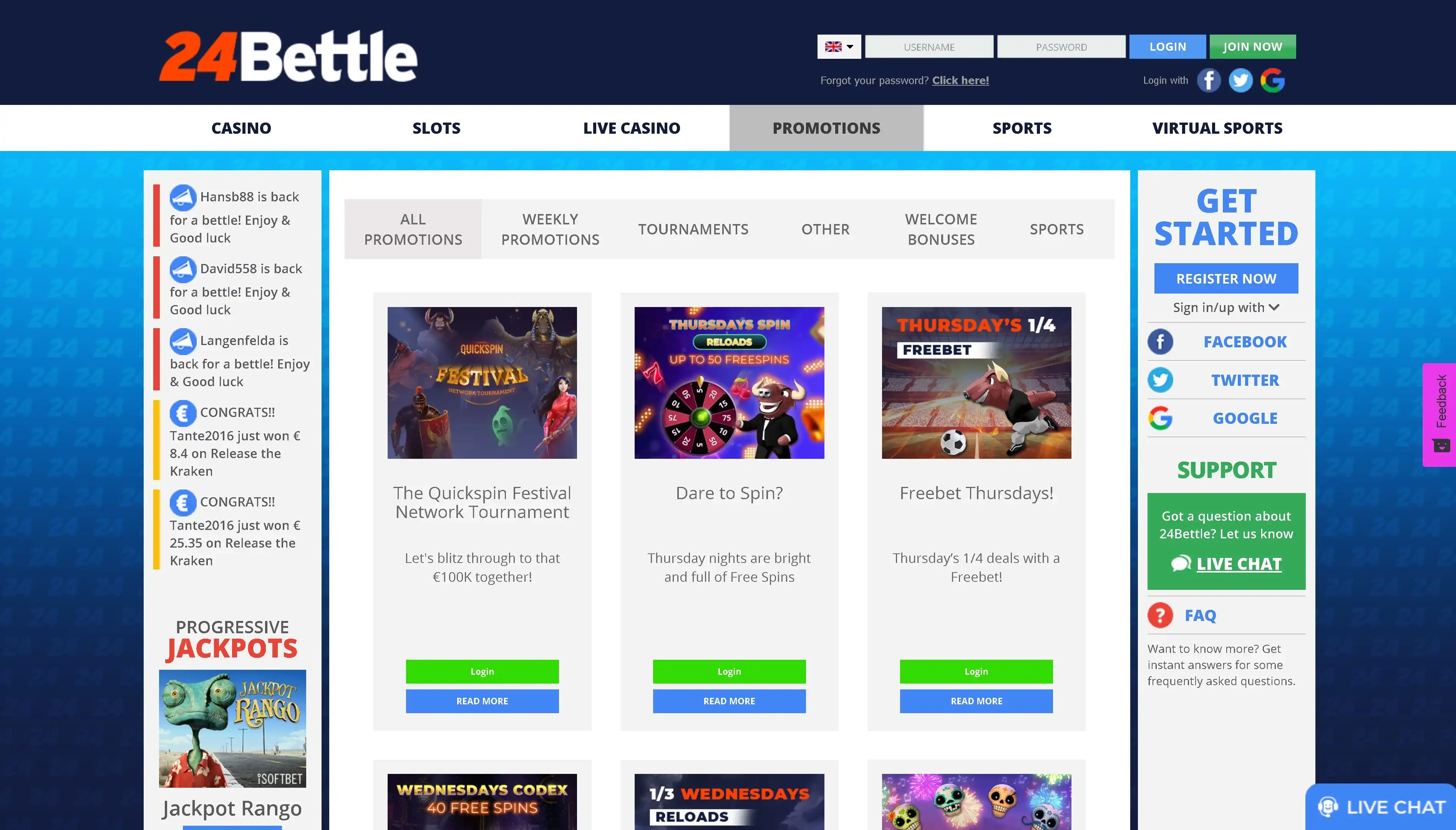 24 Bettle Casino No Deposit Bonus