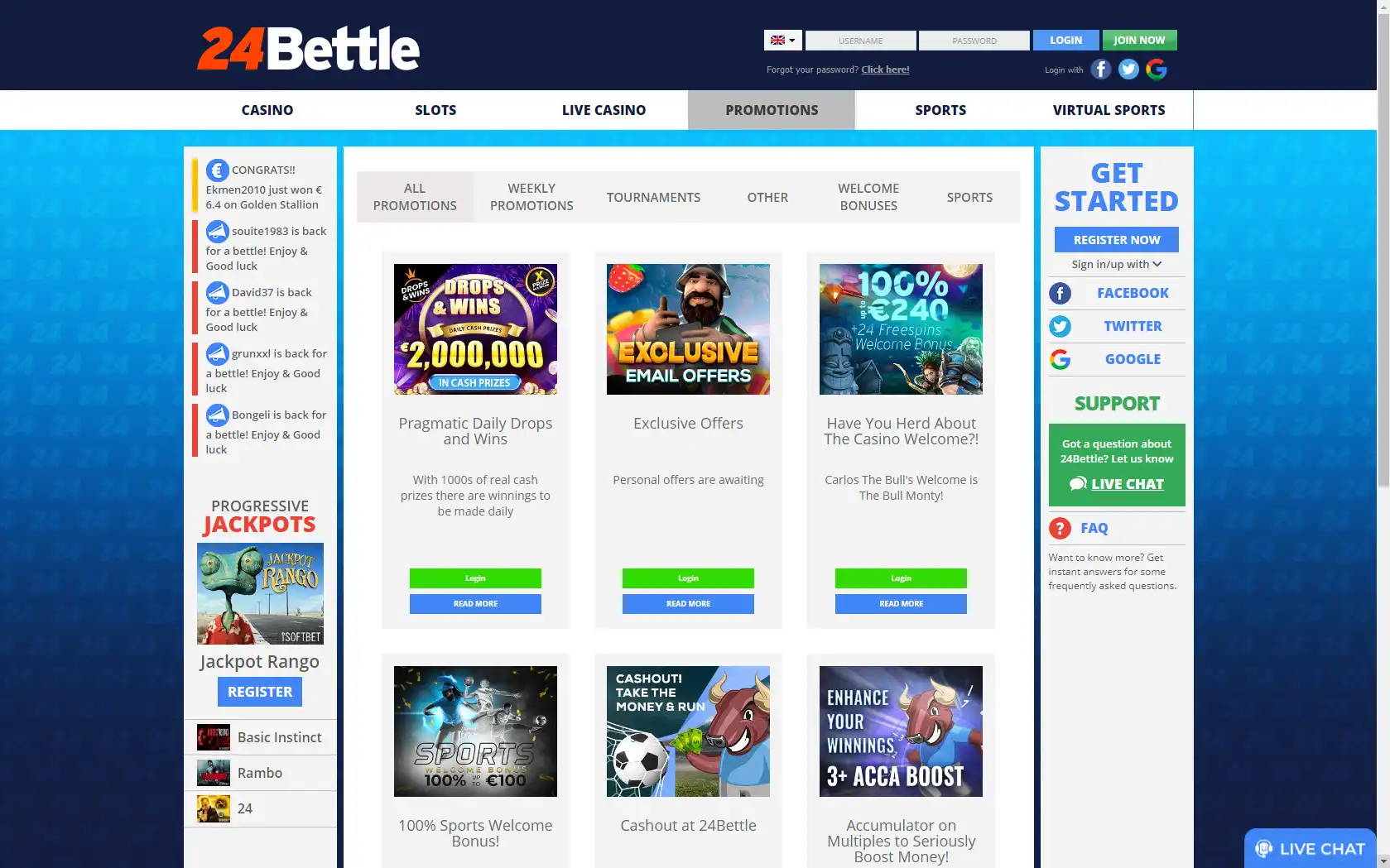 24 Bettle Casino No Deposit Bonus