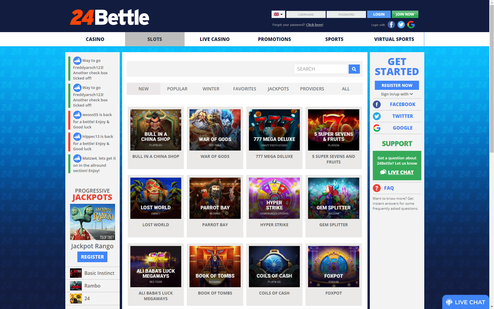 24 Bettle Casino Games