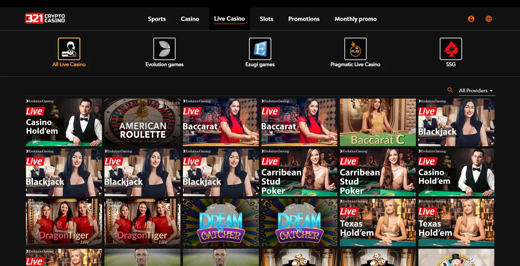 321 Crypto Casino Live Dealer Games