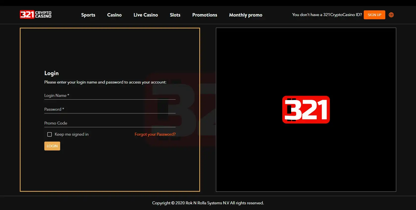 321 Crypto Casino Login