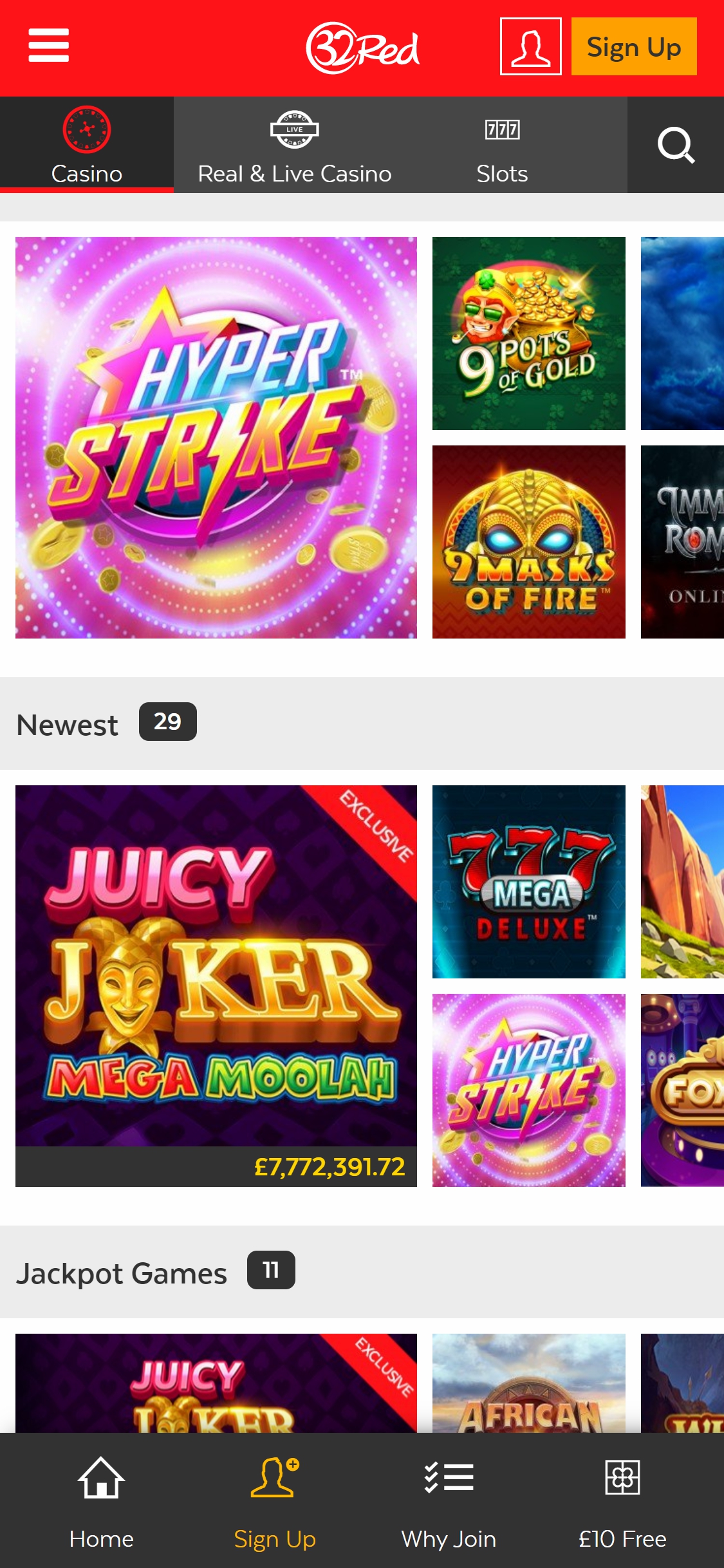 32 Red Casino Mobile Games Review