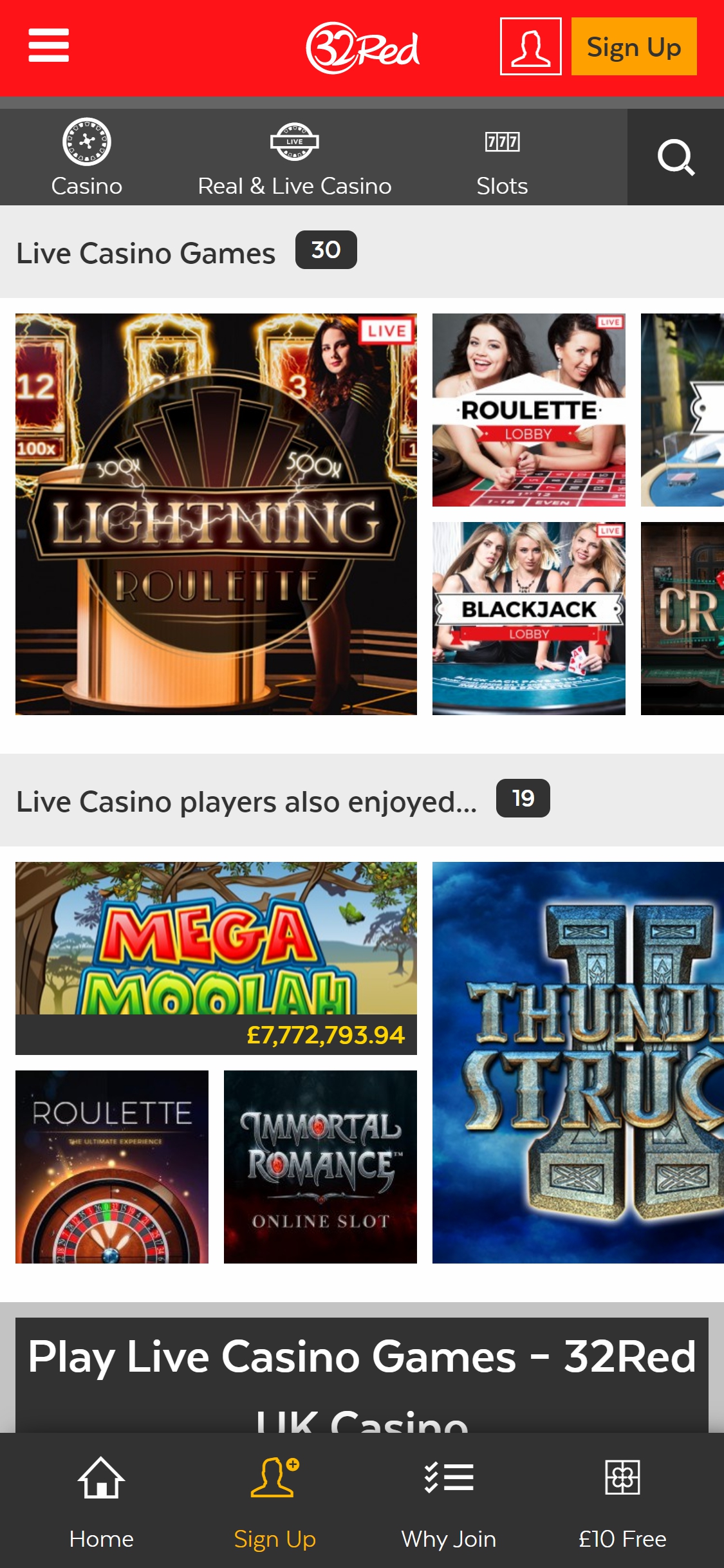 32 Red Casino Mobile Live Dealer Games Review