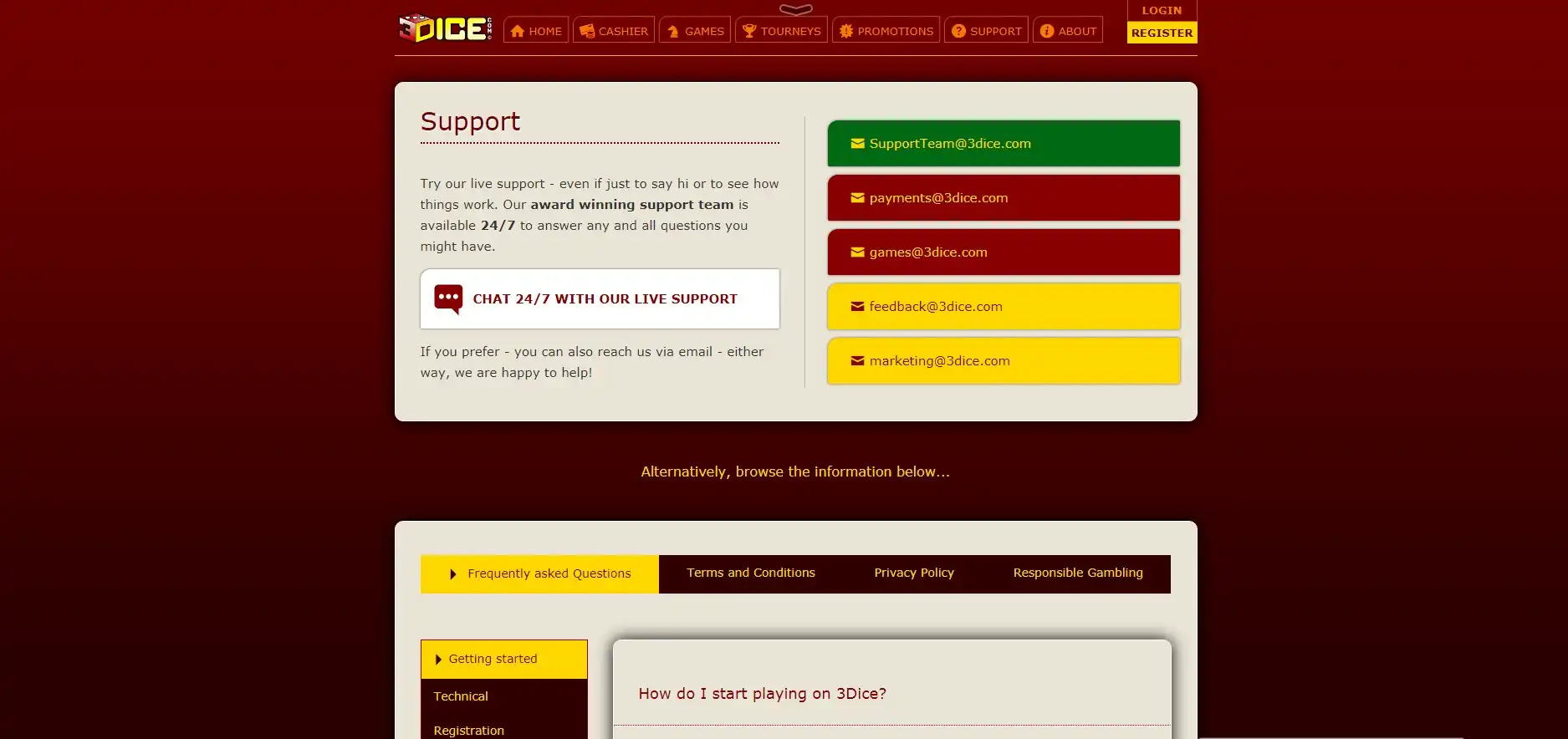 3 Dice Casino Support