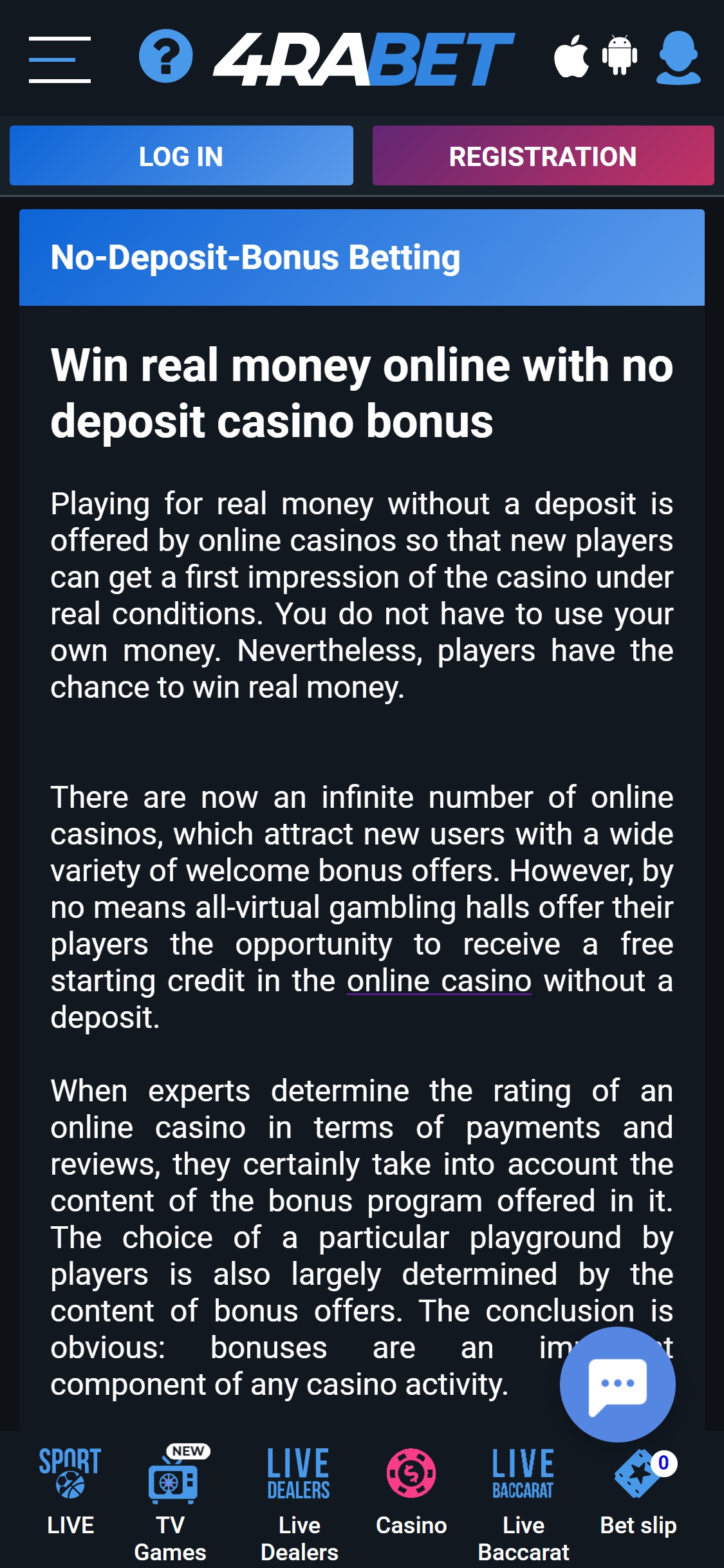 4 Ra Bet Casino Mobile No Deposit Bonus Review