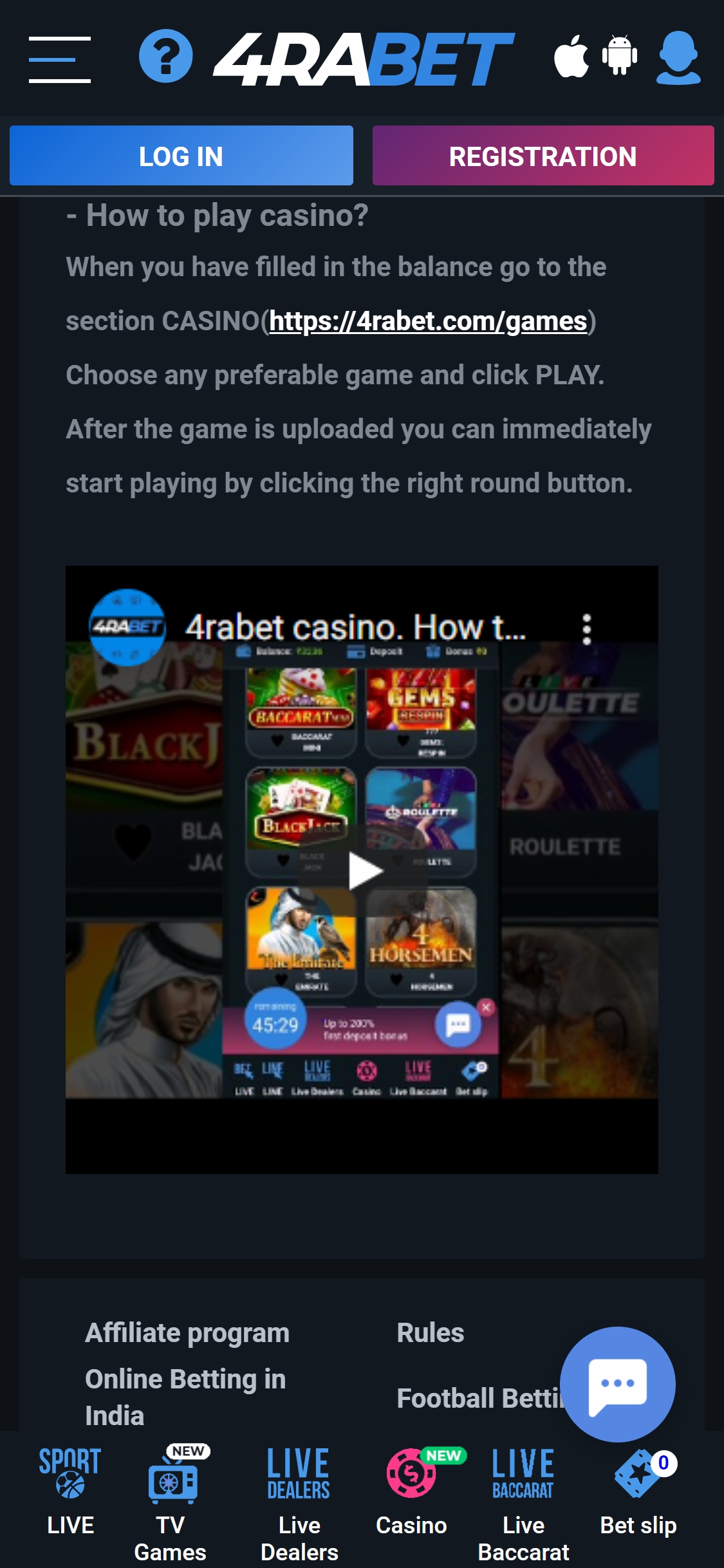 4 Ra Bet Casino Mobile Support Review