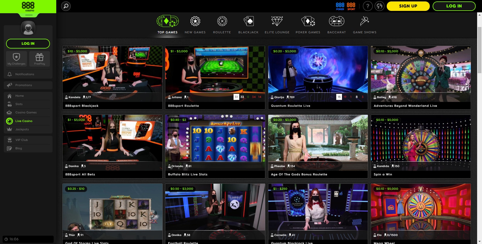 888.com Casino Live Dealer Games